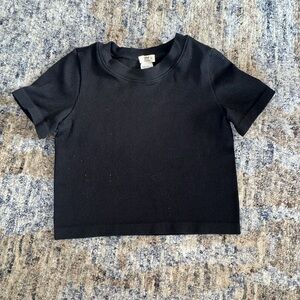 Black Crop Top Classic Crew Neck